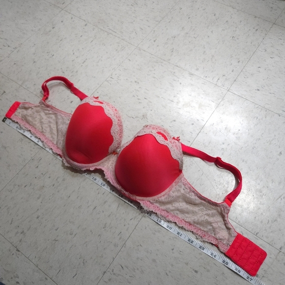 Victoria Secret | Red Lace Trim Padded Bra 36DD - Picture 8 of 8